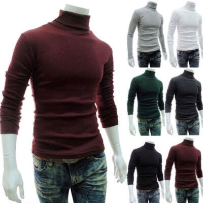 

Men Thermal High Collar Turtleneck Pullover Long Sleeve Sweater Stretch Shirts