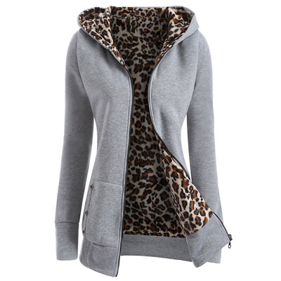 

Zipper Fly Thicken Leopard Pattern Hoodie