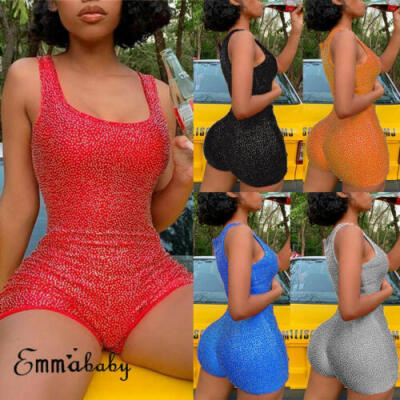 

Short Romper Jumpsuit Leotard Sleeveless Top Women Stretch Blouse Lady Bodysuit