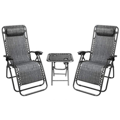 

Zero Gravity Chair with Pillow Two Pack Chairs & Portable Cup Holder Table Brown