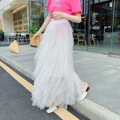 

Women Tulle Long Maxi Skirt Layered Swing High Waist Casual Ruffles Loose New