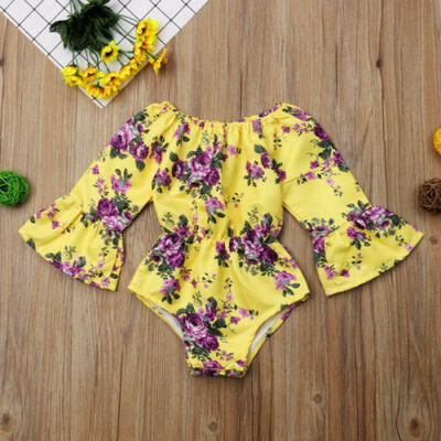 

USA Cute Toddler Baby Girl Flared Floral Bodysuit Romper Jumpsuit Outfit Clothes