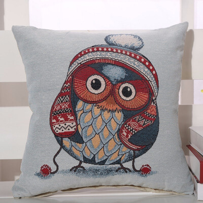 

bveteeOwl Cotton Cushion Covers Sofa Cushion Cases Cotton Linen Cushion Decorative Pillows Pillow Cover CoussinNo Inner
