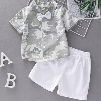 

Newborn Toddler Kids Baby Boys Summer Camo Tops T-Shirt Short Pants Outfits Set