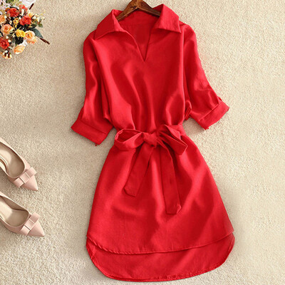 

Starmoon Women Shirt Casual Women Blouse Solid Long Ladies Blouse Chiffon Long Tops
