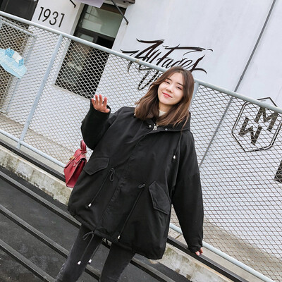 

2018 winter dress new big size womens short down jacket fat sister loose tide&thick hooded coat female
