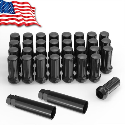 

32 Black 14x15 Long Spline Lug Nuts for Ford F-250 F-350 8X170 MM Rims 2 Keys