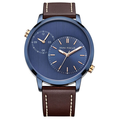 

BOFUTE Male Watches Casual Watch Dual Time Zone Japanese Quartz Movement Luminous Waterproof Genuine Leather Strap 0035G