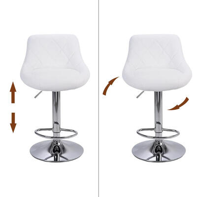 

2PCS Bar Stools PU Leather Hydraulic Swivel Pub Chair Barstool White