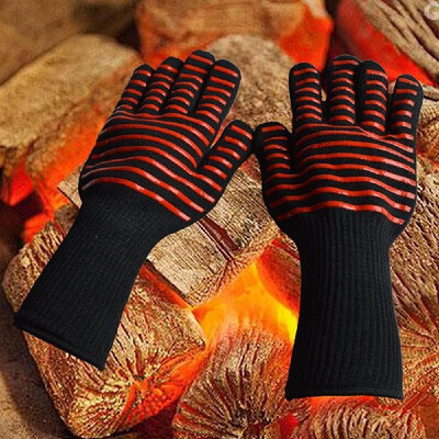 

Amazon Explosion 500-800 Degree High Temperature Gloves Fire Retardant Oven Microwave Grill BBQ Gloves Blue rubber flame