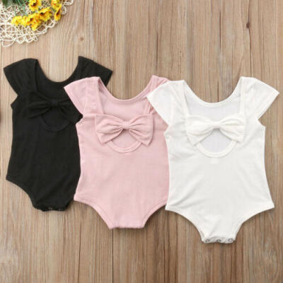 

USA Newborn Baby Girl Kid Bowknot Romper Jumpsuit Toddler Summer Clothes Outfit