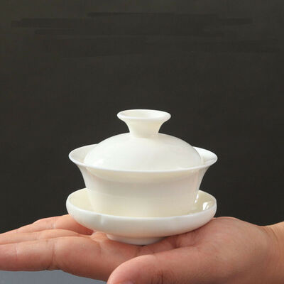 

Mini White Porcelain Gaiwan Chinese Gongfu Tea Brewing Lidded Cup 50ml 169oz