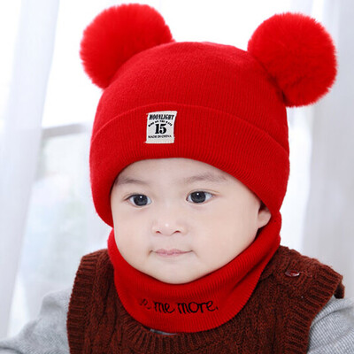 

Newborn Kids Baby Boy Girl Pom Hat Winter Warm Knit Bobble Beanie Cap Scarf Set