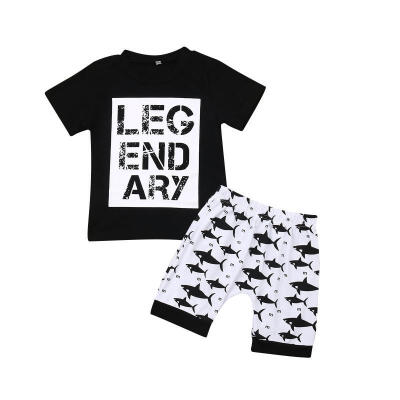 

Summer New Toddler Kids Baby Boys Cute Short Sleeve Tops T-shirtShark Shorts Pants 2Pcs Outfit Clothes Set