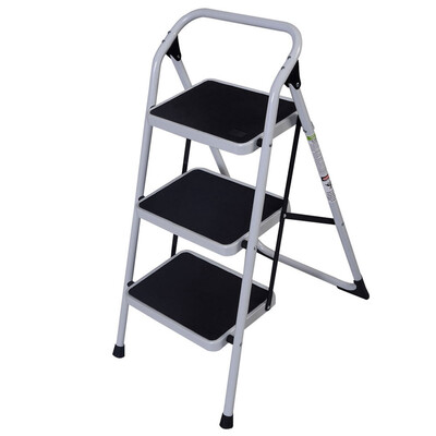 

Heavy Duty Home Use 3-Step Short Handrail Iron Ladder Black & White