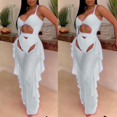 

Womens Beach Mesh Sheer Bikini Cover Up Swimwear Transparent Long Pant Trousers