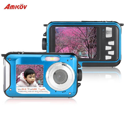 

Amkov Double Dual LCD Display 27" Main Screen HD 24MP 16X Digital Zoom 1080P 30FPS Anti-shake Selfie Self-portrait Digital Camera