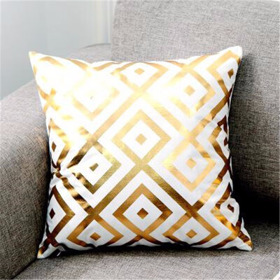 

Nordic Design Geometric Pattern Bronzing Gold Cushion Decorative Pillow Home Decor Sofa Throw Pillow