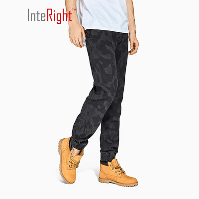 

jeans male trend camouflage laser printed bouquet feet jeans deep gray ash 36 yards XXL
