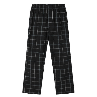 

Schiesser mens plaid trousers cotton knit home casual pants E914069P dark gray 7901 XXL