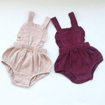 

US Cute Newborn Kid Baby Girl Clothes Sleeveless Romper Cotton Linen Outfit SE