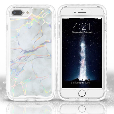 

iPhone X CaseDooge Laser Marble Shockproof Style Dual Layer Soft TPU Hard PC Bumper Protective Scratch-Resistant Rugged