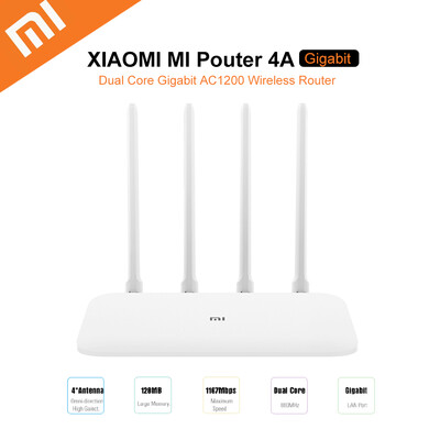 

Xiaomi Mi 4A Router Gigabit Edition 24GHz 5GHz WiFi 16MB ROM 128MB DDR3 High Gain 4 Antenna Remote APP Control Support IPv6