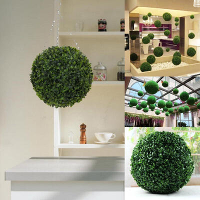 

20 25 Artificial Buxus Ball Boxwood Hanging Topiary Garden Fake Pots Grass Decor