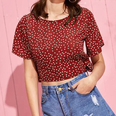 

Starmoon Womens Summer Sexy Dot Short Sleeve Casual Blouse Top