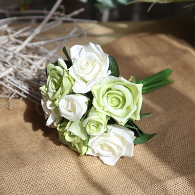 

FUNNYBUNNY Artificial Fake Flowers Silk Artificial Roses 9 Heads Bridal Wedding Bouquet for Home Garden Party Wedding Decoration