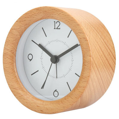 

Greensen Mute Wooden Alarm Clock Round Table Clock Simple Nordic Style Battery Not Include