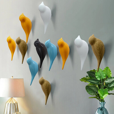 

Mercure guest wooden hook small Nordic decorative bird hook blue coat jewelry bag key wall frame hook