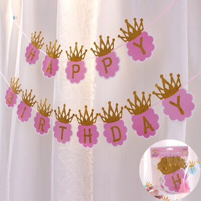

FUNNYBUNNY Crown pull flag childrens birthday party background decoration banner bunting