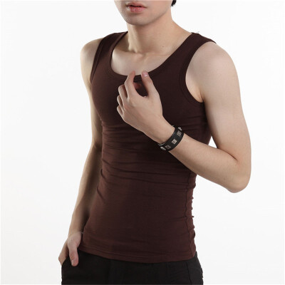 

Mens vest mens cotton youth breathable Slim sports fitness tight-fitting sleeveless hurdles bottoming sweat summer tide