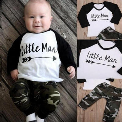 

2PCS Camouflage Toddler Newborn Baby Boys Toddler Long Sleeve Little MAN Tops T-shirt Long Pants Leggings Outfits Set Clothes
