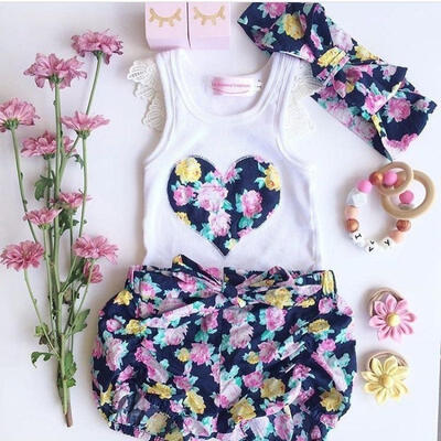 

2pcs Toddler Newborn Kids Baby Girls Outfits TShirt TopsShort Pants Clothes Set