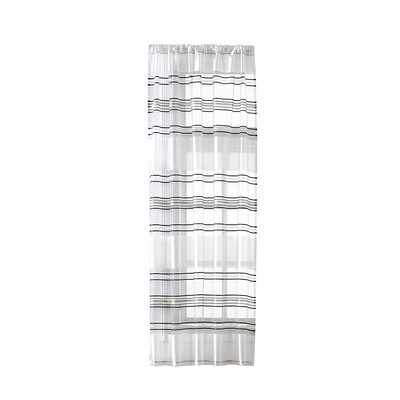 

Horizontal Stripe Sheer Curtain Window Screening Window Rod Pocket Curtain Panel for Living Room Bedroom Dining Room 39"X51" 1 Pan