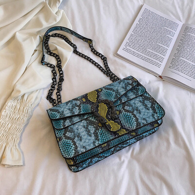 

Qiao Bani 2019 new European&American style fashion snake tattoo wine bag unilateral diagonal trend handbags cross-border exclusive