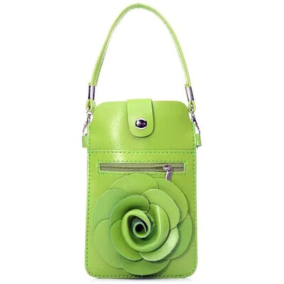 

Practical 63 inches PU Leather Material Rose Design Lanyard Phone Bag Cover Case with View Window&Card Holder