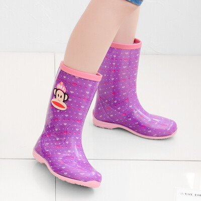 

PaulFrank big mouth monkey in the tube fashion color waterproof rubber rain boots PF1013 purple love 36