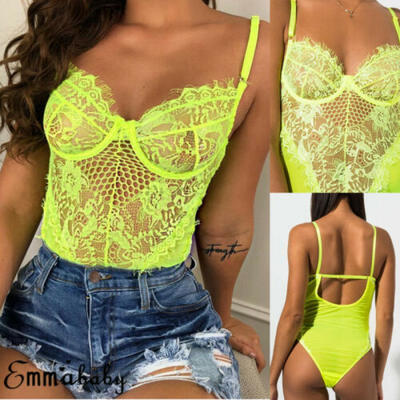 

US Lace Bodysuit Lingerie Romper Jumpsuit Sleepwear Playsuit Bodycon Sleeveless