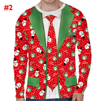 

Funny Mens Christmas 3D Printing Long Sleeve Casual T-Shirt Tops Tee Xmas Shirt