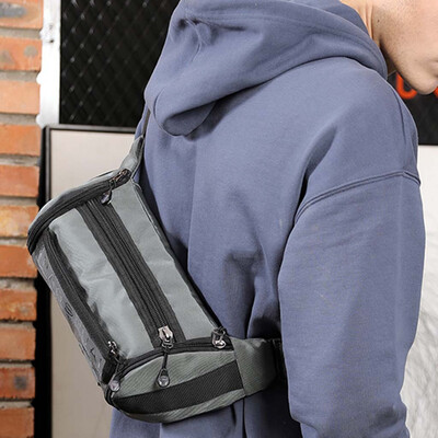 

Tailored Mens Canvas Shoulder Bag Multi-Function Chest Bag Solid Color Chest Bag Wild