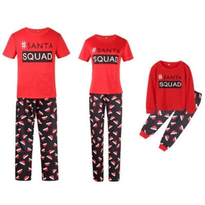 

Christmas Family Matching Pajamas Sets SANTA SQUAD Printing Father Mother Kids Sleepwear