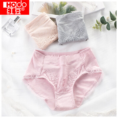 

Red beans 2019 spring&summer new womens underwear lace sexy waist comfortable breathable skin-spinning briefs 002 three-color set 17595