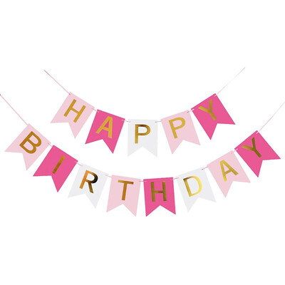 

FUNNYBUNNY Happy Birthday Banner Bronzing Letter Fishtail Bunting Lahua Party Flags Party Decorations Christmas Banner