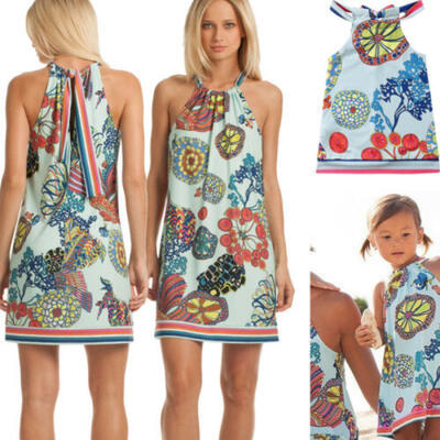 

Family Matching Clothes Mother Daughter Baby Beach Dress Floral Party Dresses
