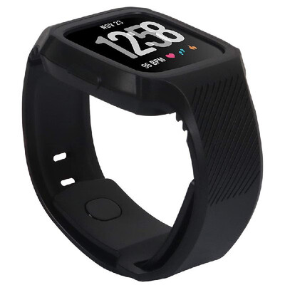 

SDQB-007 Watch Band Silicone Replacement Watch Strap with Shock Proof Protective Case for Fitbit Versa Smart Watch