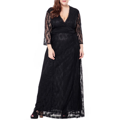 

Hollow Out V Collar 34 Length Sleeve Party Dress