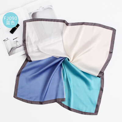 

Korea Dongdaemun fashion small square stitching contrast color simple small scarf ladies professional silk scarf FJ090